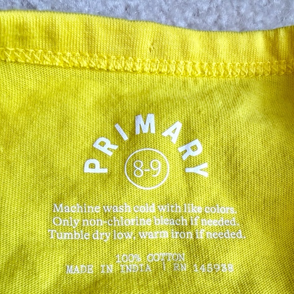 Primary Bright Yellow Short Sleeve Drawstring Dress Girls Size 8-9 - Picture 2 of 7